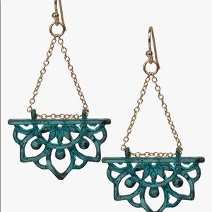Lotus Flower Patina Boho Chic Earrings